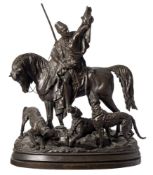 After Arthur Waagen (German 1833-1898) 'Kabyle au retour de la chasse': bronze, brown patination,
