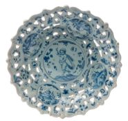 A Cantagalli maiolica crespina: in Savona style, with shaped and pierced rim,