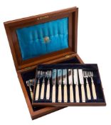 A part set of Victorian silver fish knives and forks, maker William Gibson & John Langman,