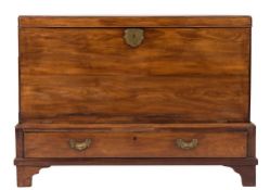 A mid 18th Century mahogany rectangular chest:, on a low stand,