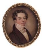 Albin Roberts Burt [1783-1842]- A miniature portrait of a young man, head and shoulders,