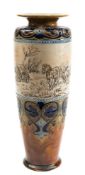 A Royal Doulton stoneware vase by Hannah Barlow: of slender ovoid form with flared rim,