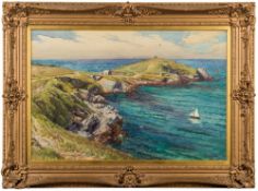 * Douglas Houzen Pinder [1886-1949]- The North Cornish Coast,:- signed watercolour, 50 x 75cm.