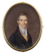 Adolphe Henri Dubasty [1814-1884]- A miniature portrait of a gentleman, head and shoulders,