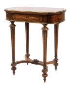 A late 19th Century French walnut, marquetry and brass mounted poudreuse:,