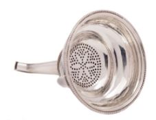 A George III silver wine funnel, maker's mark worn, London,