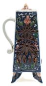 A rare Japanese Imari coffee pot and cover: of tapering square section with foliate reticulated