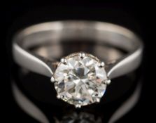 A diamond solitaire ring: the circular, brilliant-cut diamond 7.8mm diameter x 4.