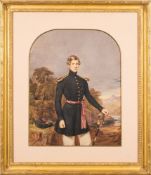 Circle of George Richmond [1809-1896]- Portrait of a young officer, three-quarter length standing,
