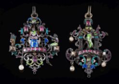 An Austro/Hungarian enamelled silver, diamond, ruby,