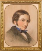 John Frederick Lewis [1805-1876]- Portrait of a young man, head and shoulders,
