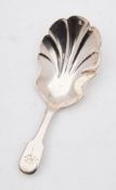 A George IV provincial silver caddy spoon, maker William Woodman, Exeter, 1829: initialled,