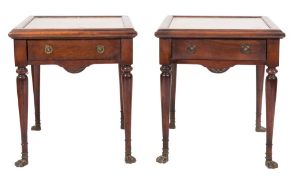 A pair of mahogany occasional or bedside tables:,