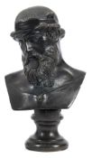 After the Antique, a bronze bust of Dionysus: on socle base, 20cm. high.