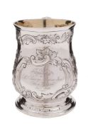 A George III silver mug, maker's mark worn, London, 1803: inscribed,