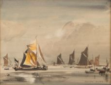 * Rowland Hilder [1905-1993]- Medway Barge Race,:- signed and inscribed watercolour, pencil,