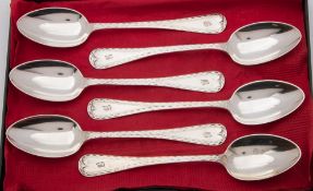 A set of six Victorian provincial silver Hanoverian pattern teaspoons, maker Josiah Williams & Co,
