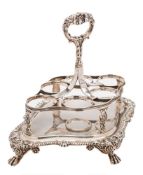 A George IV silver cruet stand, maker John Edward Terry, London, 1825: crested,