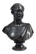 After the model by Carlo Marochetti (1805-1867) a bronze bust of Albert Prince Consort: dark brown