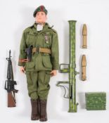 A Palitoy Action Man painted head American Green Berret:, in uniform with medal, bazooka,
