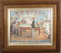 A late 19th /early 20th century advertising print for 'F H Ayres - Billiard tables - bagatelle