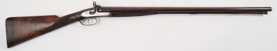 A 19th century double barrel percussion cap shotgun signed R Watmough, Manchester:,