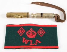A WWI period nickel plated whistle by A DeCoucy & Co Birmingham, stamped '1917':,