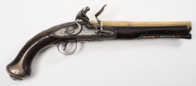 A George III silver mounted flintlock pistol signed Richards:, silver assays for Birmingham 1779,