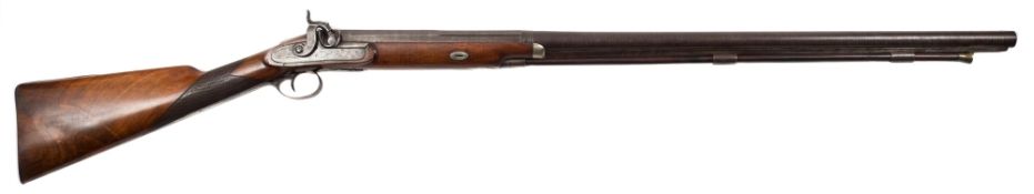 A 19th century single barrel percussion cap sporting gun by Blanks, Romford:,