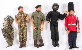 A group of four Action Man flock hair figures:,