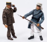 An Action Man flock hair French Foreign Legion figure and an French Officer figure:.