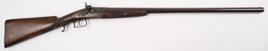 A 19th century single barrel percussion cap sporting gun:, unsigned,