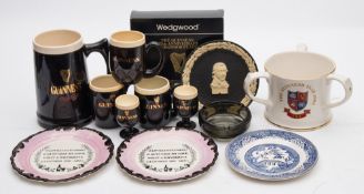 Two Carlton Ware pink lustre Guinness plates:,