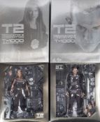 Two Hot Toys /Sideshow 1/6th scale Terminator T2 Judgement Day figures' 'T-1000' and 'T-100 in