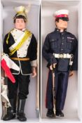 An Action Man painted hair 17th/21st Lancer together with a flock hair Royal Marine in Dress