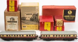 Trix and others, an OO/HO gauge Diesel Flier two coach unit: a whistling signal box,