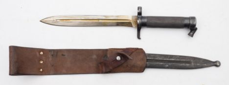 A Swedish Mauser bayonet:, single edged blade over hilt stamped with issue numbers,