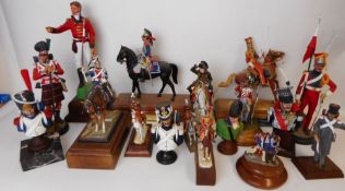 A collection of assorted hand painted resin and metal military mounted and foot figures: related to