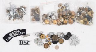 A collection of military and police buttons:, various makers and regiments.