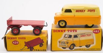 Dinky 482 Bedford 10cwt Van in 'Dinky Toys' livery, together with 429 Trailer:, boxed.