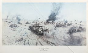 After Terrence Cuneo 'HQ 7th Armoured Brigade at Sidi Rezegh 21 November 1941' framed print :,