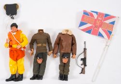 A Palitoy Action Man flock hair RNLI figure in breeches bouy:,