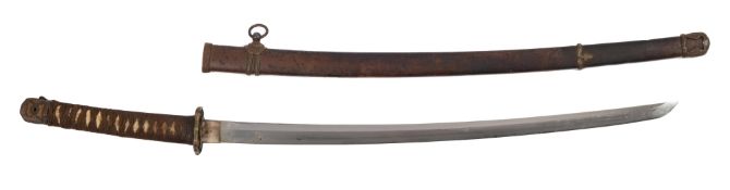 A 19th century katana:, the blade signed to tang, with brass floral decorated tsuba,