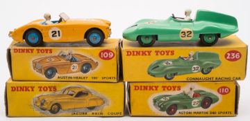 Dinky 109 Austin Healy '100':, together with 157 Jaguar XK120 Coupe,