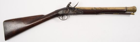 An 18th century brass barreled flintlock blunderbuss by Thomson & Co, London:,