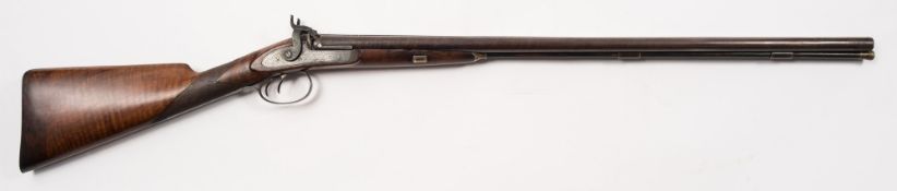 A 12 bore double barrel percussion cap shogun by E London, 51 London Wall, London:,