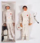 Two Palitoy Action Man flock hair Medic figures:,