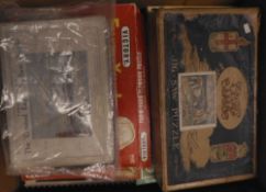 A GWR wood jig-saw 'Vikings Landing at St Ives': various other jigsaws including Sir Francis