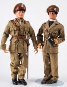 An Action Man flock hair British Army Officer and a later 'Eagle eyes' figure in British Army