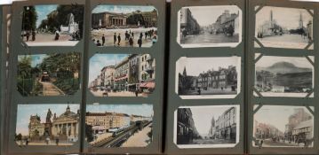 An Edwardian The 'Cabinet' postcard album and contents:, over five hundred early postcards,